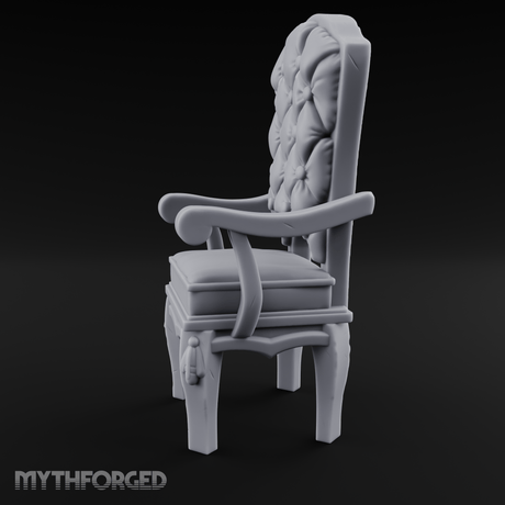 Velvet-Cushioned Throne Chair Miniature for Dungeons and Dragons, Pathfinder or other TTRPGs