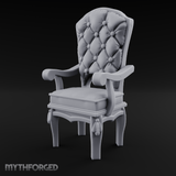 Velvet-Cushioned Throne Chair Miniature for Dungeons and Dragons, Pathfinder or other TTRPGs