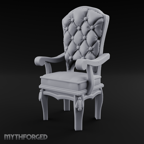 Velvet-Cushioned Throne Chair Miniature for Dungeons and Dragons, Pathfinder or other TTRPGs