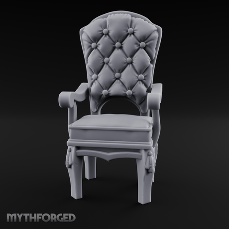 Velvet-Cushioned Throne Chair Miniature for Dungeons and Dragons, Pathfinder or other TTRPGs