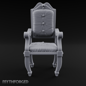 Wooden Button-Backed Chair Miniature for Dungeons and Dragons, Pathfinder or other TTRPGs