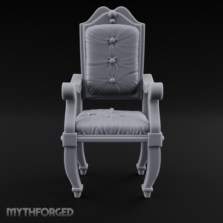 Wooden Button-Backed Chair Miniature for Dungeons and Dragons, Pathfinder or other TTRPGs