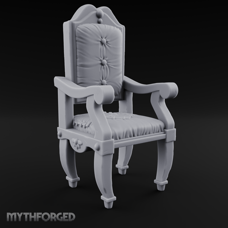 Wooden Button-Backed Chair Miniature for Dungeons and Dragons, Pathfinder or other TTRPGs