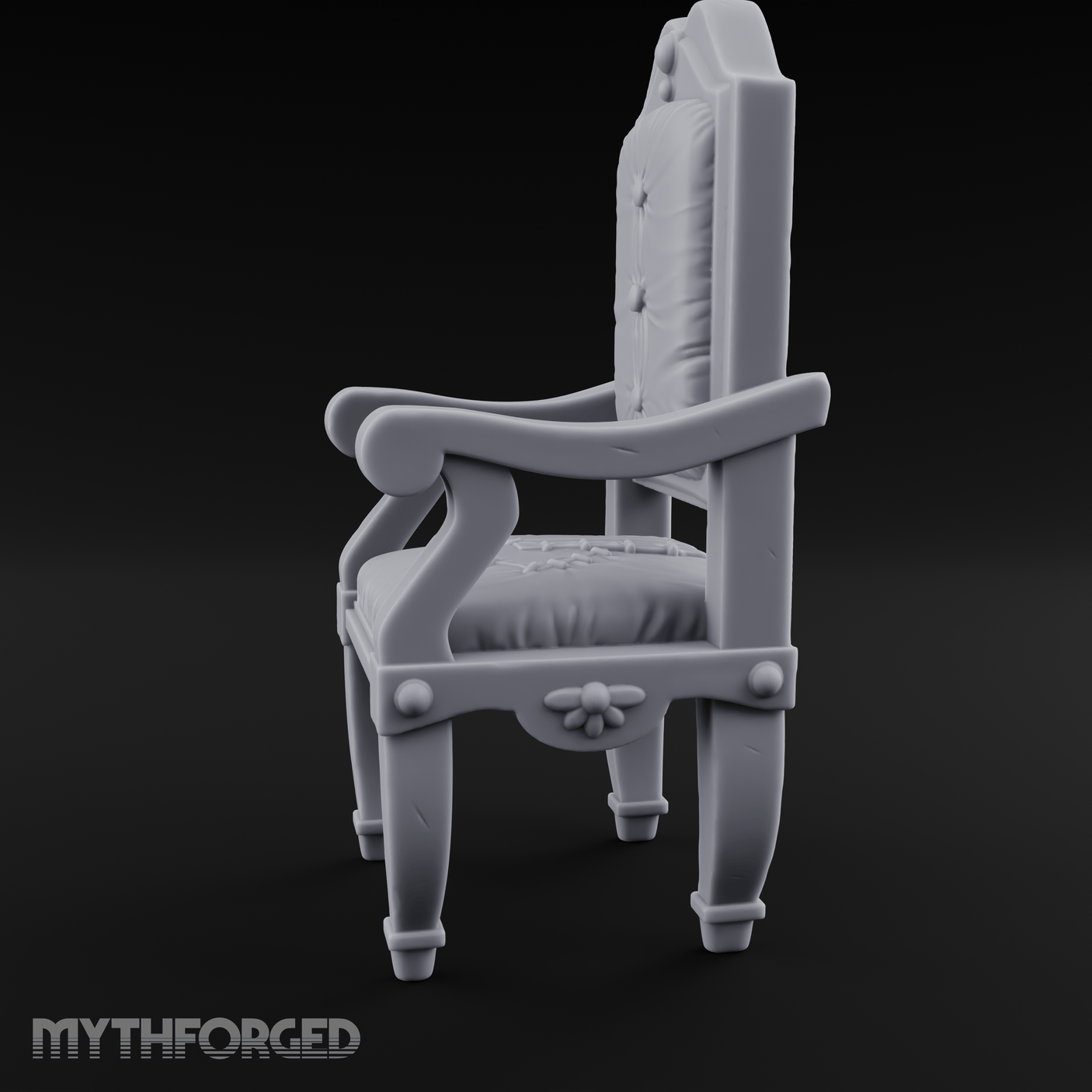 Wooden Button-Backed Chair Miniature for Dungeons and Dragons, Pathfinder or other TTRPGs