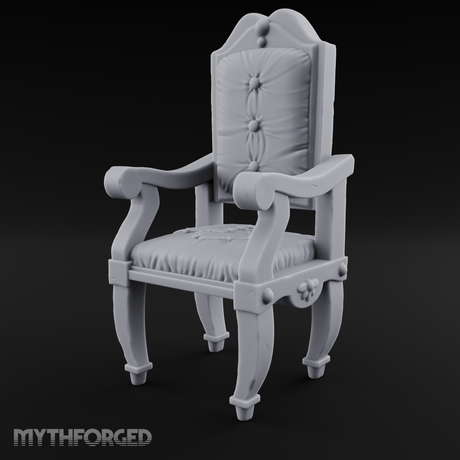 Wooden Button-Backed Chair Miniature for Dungeons and Dragons, Pathfinder or other TTRPGs