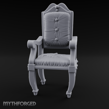 Wooden Button-Backed Chair Miniature for Dungeons and Dragons, Pathfinder or other TTRPGs