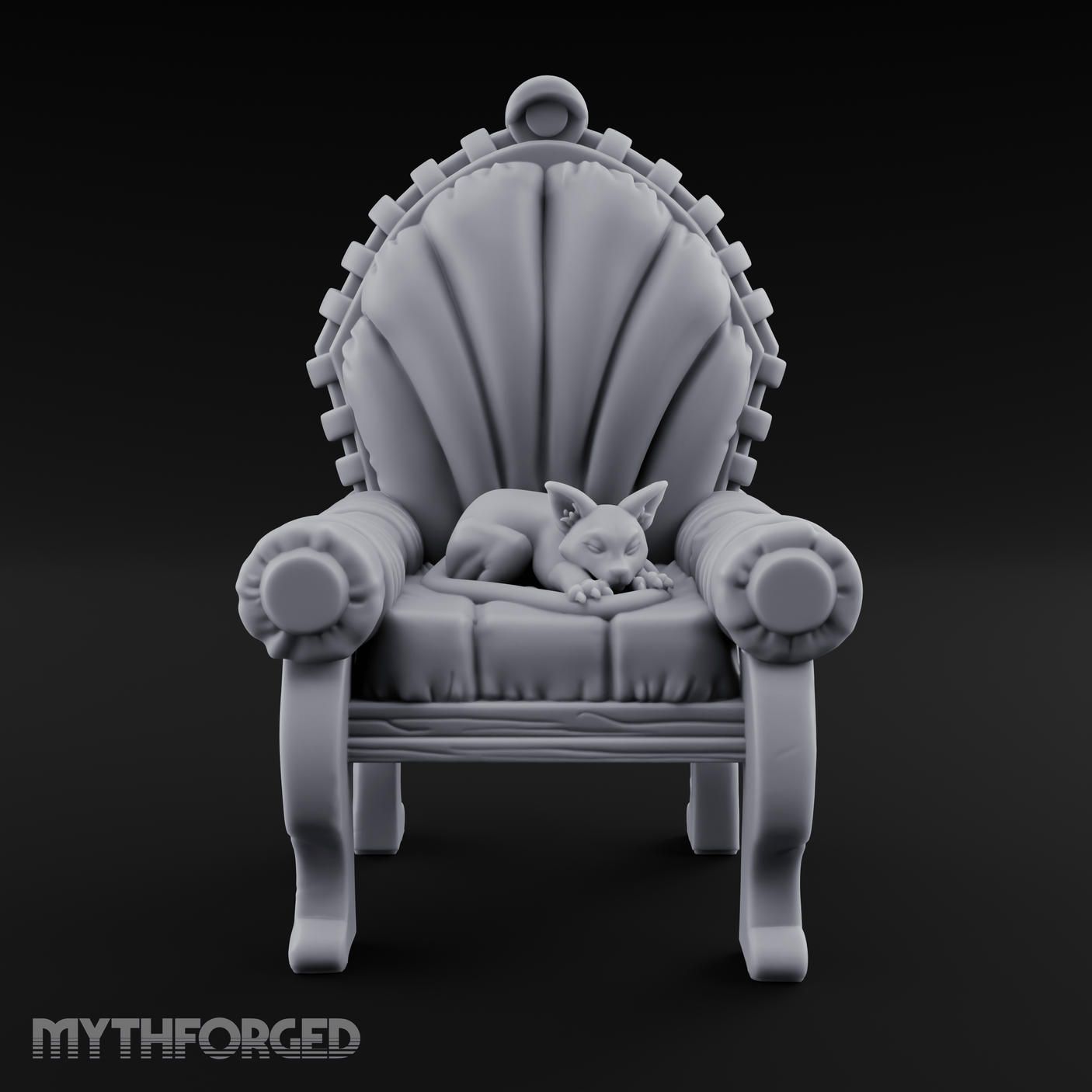 Cat-Claimed Ornate Parlor Chair Miniature for Dungeons and Dragons, Pathfinder or other TTRPGs
