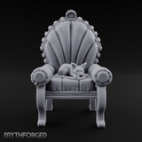 Cat-Claimed Ornate Parlor Chair Miniature for Dungeons and Dragons, Pathfinder or other TTRPGs