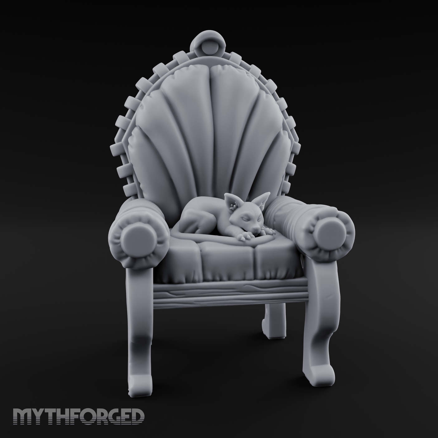 Cat-Claimed Ornate Parlor Chair Miniature for Dungeons and Dragons, Pathfinder or other TTRPGs