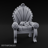 Cat-Claimed Ornate Parlor Chair Miniature for Dungeons and Dragons, Pathfinder or other TTRPGs
