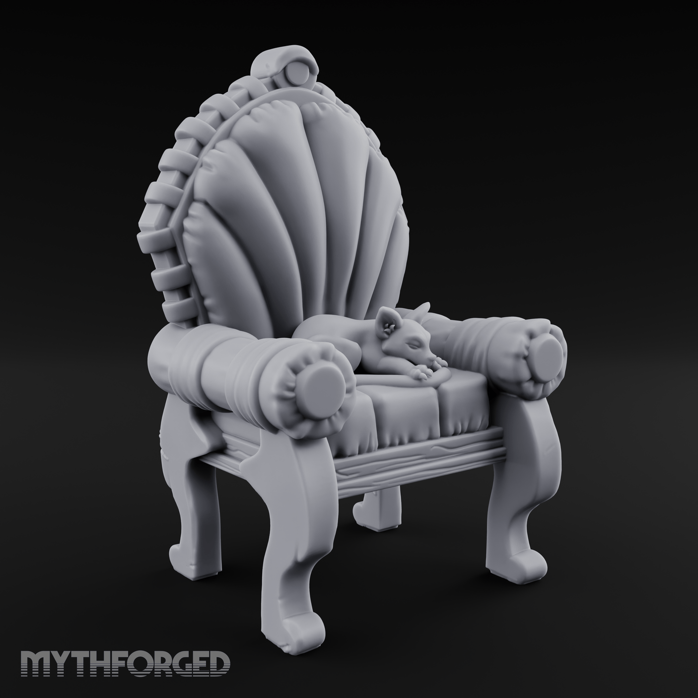 Cat-Claimed Ornate Parlor Chair Miniature for Dungeons and Dragons, Pathfinder or other TTRPGs
