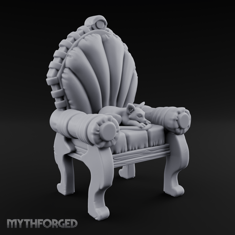 Cat-Claimed Ornate Parlor Chair Miniature for Dungeons and Dragons, Pathfinder or other TTRPGs