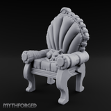 Cat-Claimed Ornate Parlor Chair Miniature for Dungeons and Dragons, Pathfinder or other TTRPGs