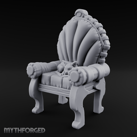 Cat-Claimed Ornate Parlor Chair Miniature for Dungeons and Dragons, Pathfinder or other TTRPGs