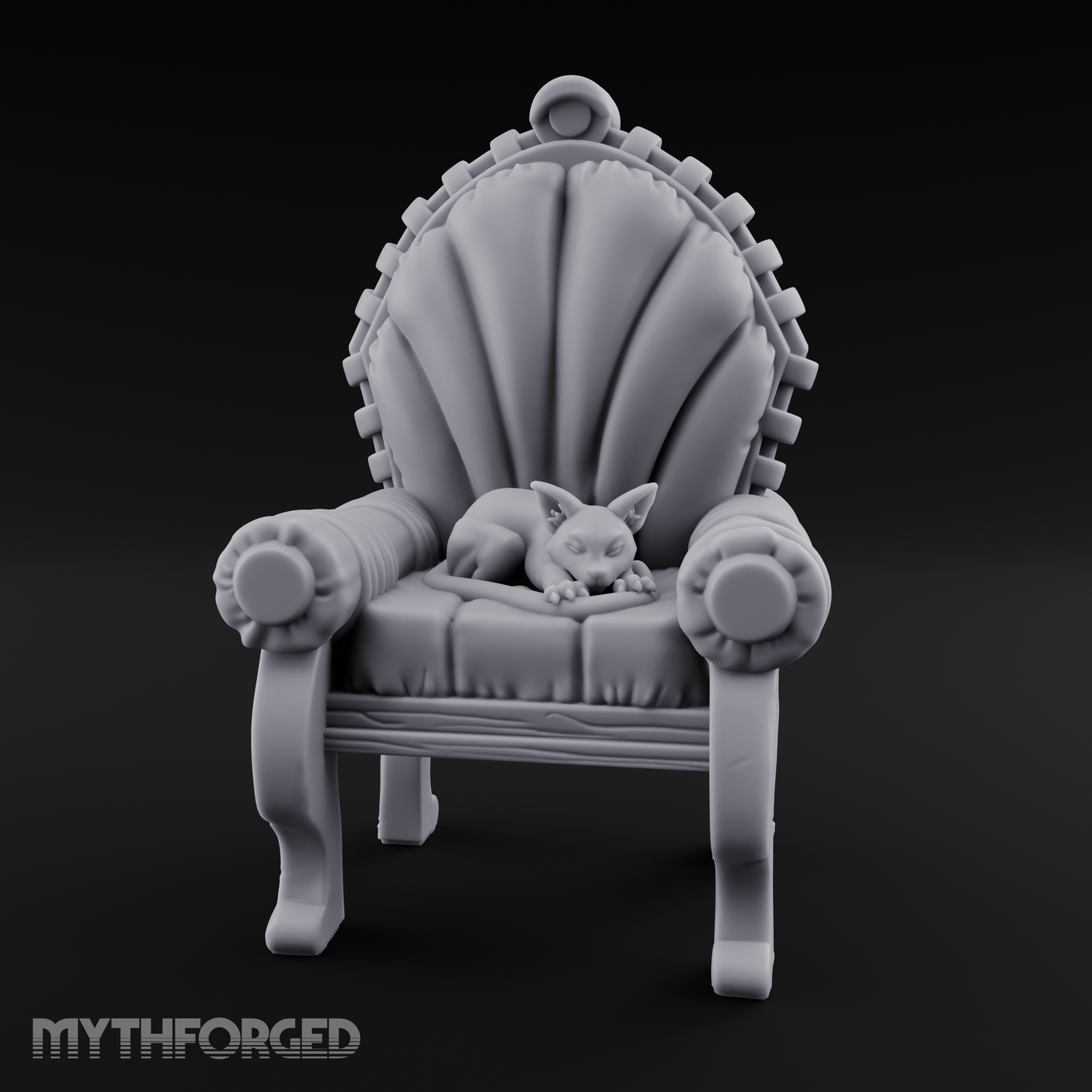 Cat-Claimed Ornate Parlor Chair Miniature for Dungeons and Dragons, Pathfinder or other TTRPGs
