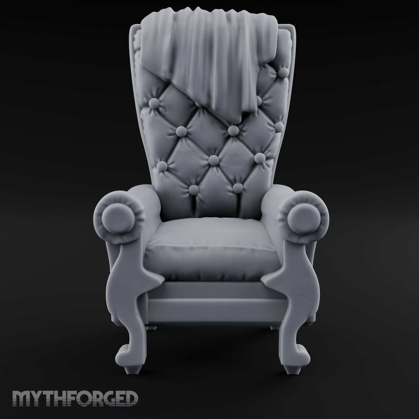 Tufted High-Back Throne Chair Miniature for Dungeons and Dragons, Pathfinder or other TTRPGs