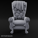 Tufted High-Back Throne Chair Miniature for Dungeons and Dragons, Pathfinder or other TTRPGs
