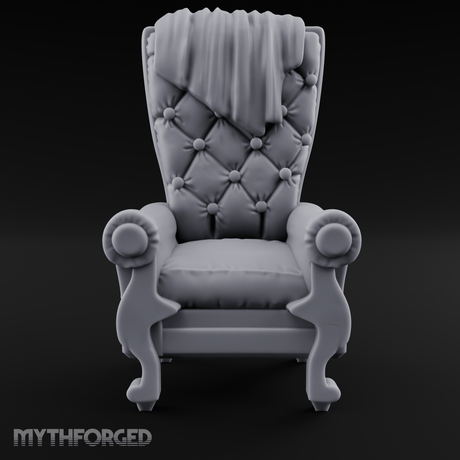 Tufted High-Back Throne Chair Miniature for Dungeons and Dragons, Pathfinder or other TTRPGs