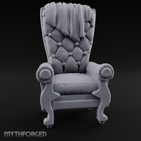 Tufted High-Back Throne Chair Miniature for Dungeons and Dragons, Pathfinder or other TTRPGs