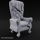 Tufted High-Back Throne Chair Miniature for Dungeons and Dragons, Pathfinder or other TTRPGs