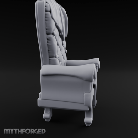 Tufted High-Back Throne Chair Miniature for Dungeons and Dragons, Pathfinder or other TTRPGs