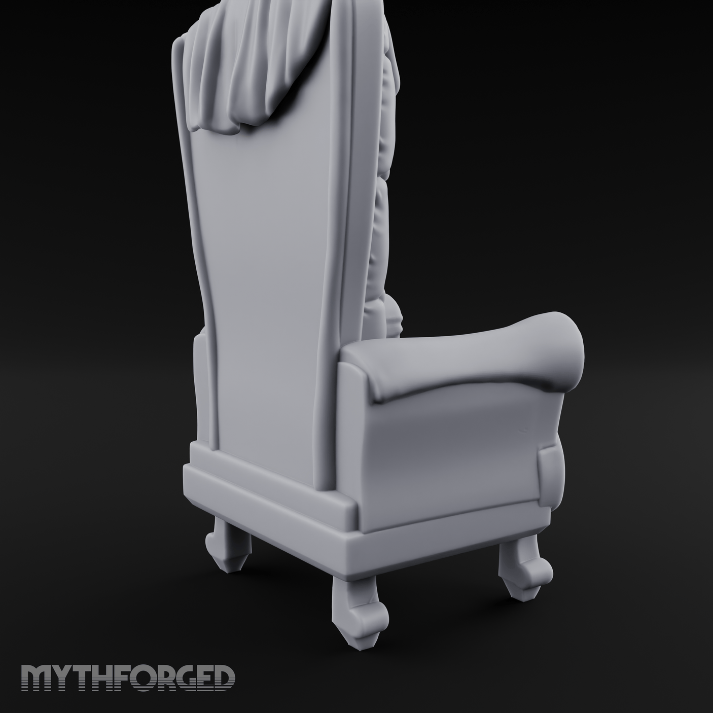 Tufted High-Back Throne Chair Miniature for Dungeons and Dragons, Pathfinder or other TTRPGs