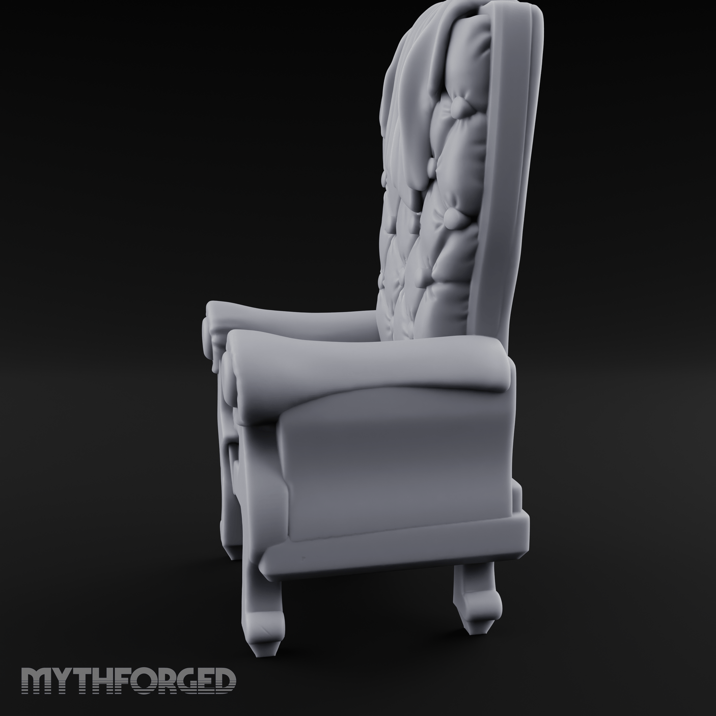 Tufted High-Back Throne Chair Miniature for Dungeons and Dragons, Pathfinder or other TTRPGs
