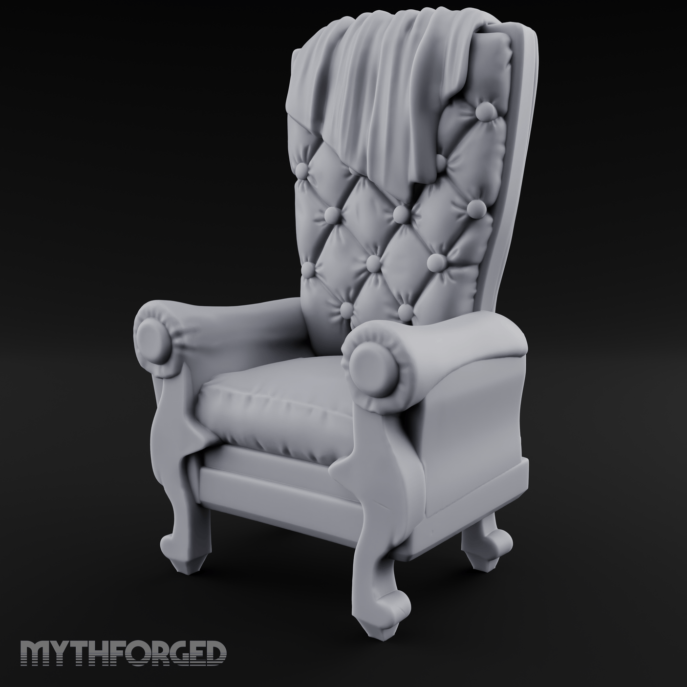 Tufted High-Back Throne Chair Miniature for Dungeons and Dragons, Pathfinder or other TTRPGs