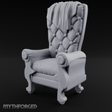 Tufted High-Back Throne Chair Miniature for Dungeons and Dragons, Pathfinder or other TTRPGs
