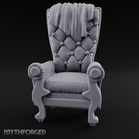 Tufted High-Back Throne Chair Miniature for Dungeons and Dragons, Pathfinder or other TTRPGs