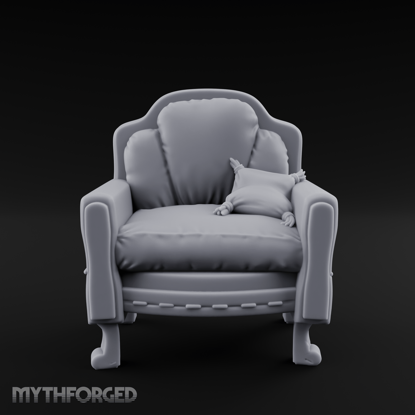 Plush Cushioned Noble's Armchair Miniature for Dungeons and Dragons, Pathfinder or other TTRPGs