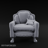 Plush Cushioned Noble's Armchair Miniature for Dungeons and Dragons, Pathfinder or other TTRPGs