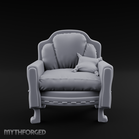 Plush Cushioned Noble's Armchair Miniature for Dungeons and Dragons, Pathfinder or other TTRPGs