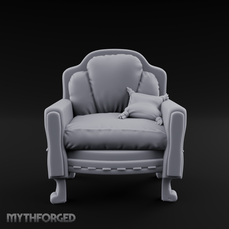 Plush Cushioned Noble's Armchair Miniature for Dungeons and Dragons, Pathfinder or other TTRPGs