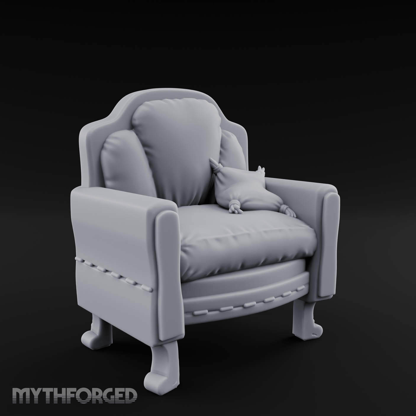 Plush Cushioned Noble's Armchair Miniature for Dungeons and Dragons, Pathfinder or other TTRPGs