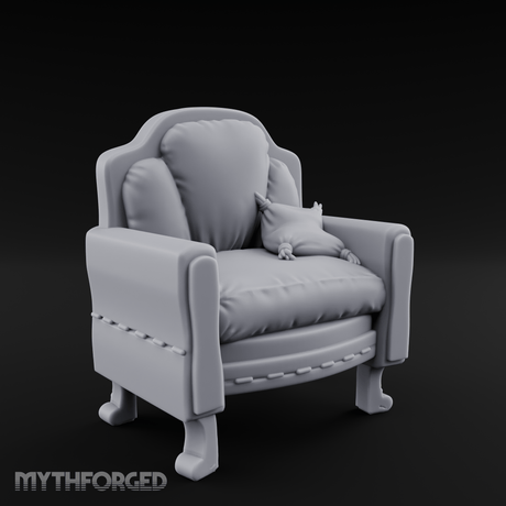 Plush Cushioned Noble's Armchair Miniature for Dungeons and Dragons, Pathfinder or other TTRPGs