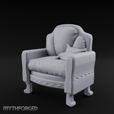 Plush Cushioned Noble's Armchair Miniature for Dungeons and Dragons, Pathfinder or other TTRPGs