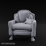 Plush Cushioned Noble's Armchair Miniature for Dungeons and Dragons, Pathfinder or other TTRPGs