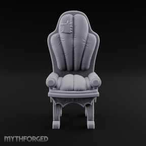 Plush Ornate Cushioned Throne Chair Miniature for Dungeons and Dragons, Pathfinder or other TTRPGs