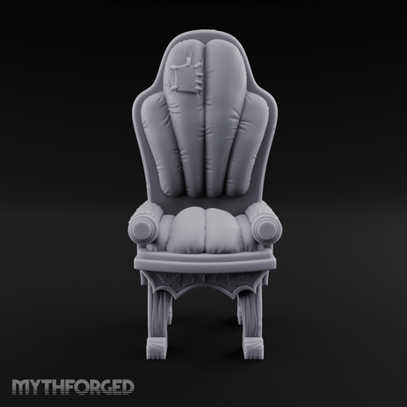 Plush Ornate Cushioned Throne Chair Miniature for Dungeons and Dragons, Pathfinder or other TTRPGs