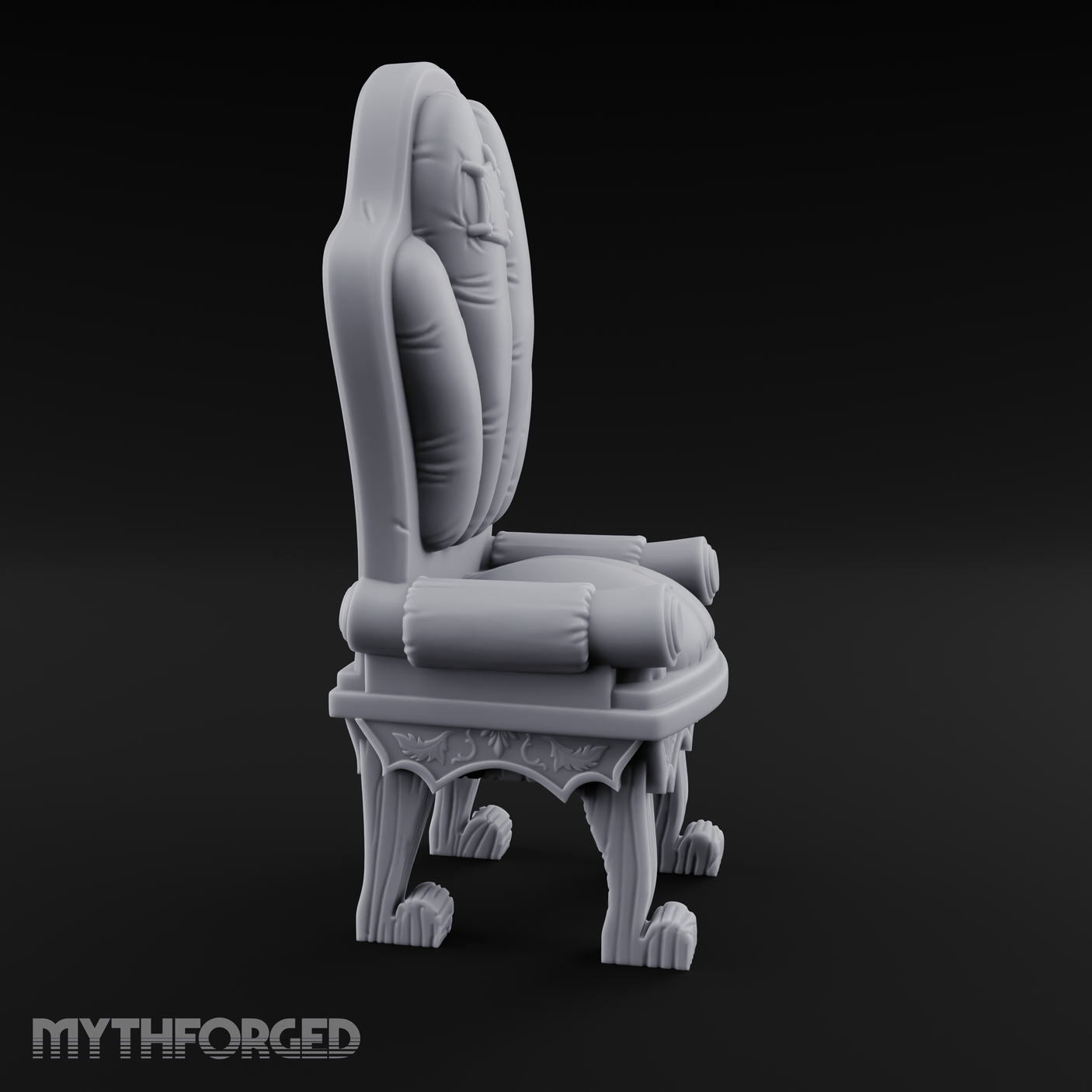 Plush Ornate Cushioned Throne Chair Miniature for Dungeons and Dragons, Pathfinder or other TTRPGs