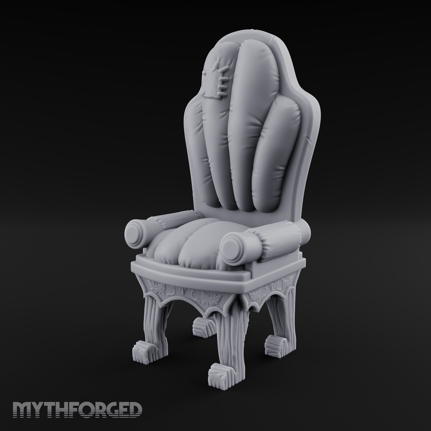 Plush Ornate Cushioned Throne Chair Miniature for Dungeons and Dragons, Pathfinder or other TTRPGs