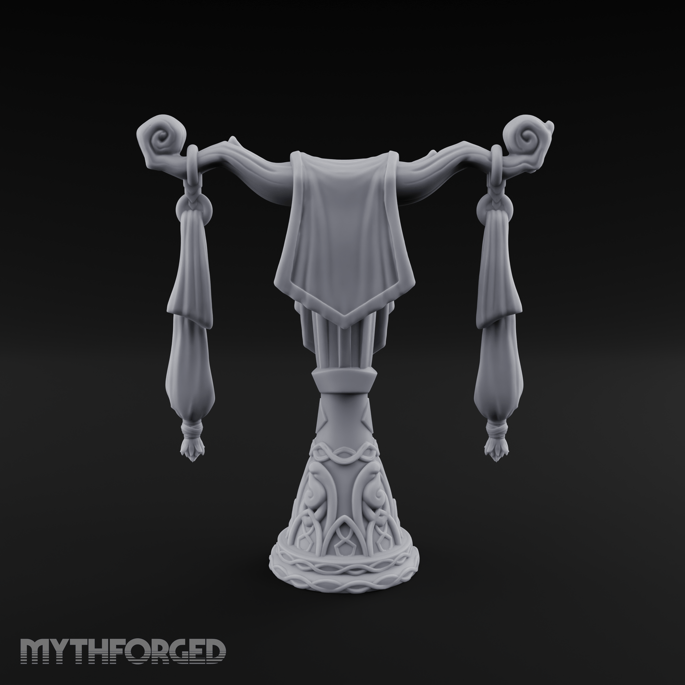 Tasseled Ballroom Banner Stand Miniature for Dungeons and Dragons, Pathfinder or other TTRPGs