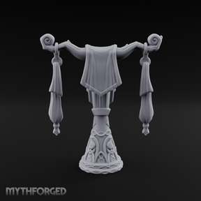 Tasseled Ballroom Banner Stand Miniature for Dungeons and Dragons, Pathfinder or other TTRPGs