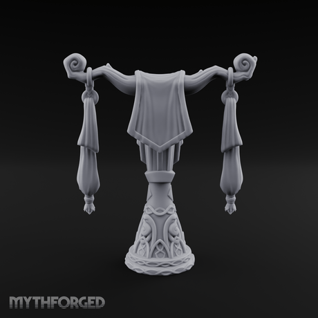 Tasseled Ballroom Banner Stand Miniature for Dungeons and Dragons, Pathfinder or other TTRPGs
