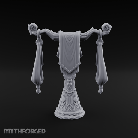 Tasseled Ballroom Banner Stand Miniature for Dungeons and Dragons, Pathfinder or other TTRPGs