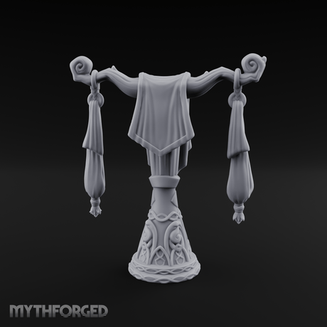 Tasseled Ballroom Banner Stand Miniature for Dungeons and Dragons, Pathfinder or other TTRPGs