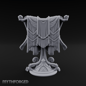 Spiral-Adorned Draped Ceremonial Banner Miniature for Dungeons and Dragons, Pathfinder or other TTRPGs
