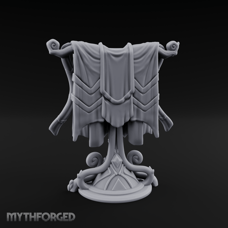 Spiral-Adorned Draped Ceremonial Banner Miniature for Dungeons and Dragons, Pathfinder or other TTRPGs