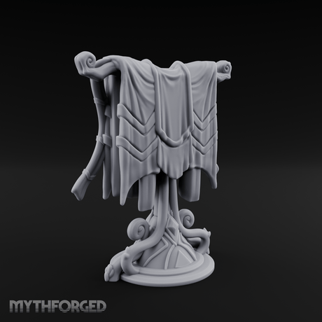 Spiral-Adorned Draped Ceremonial Banner Miniature for Dungeons and Dragons, Pathfinder or other TTRPGs